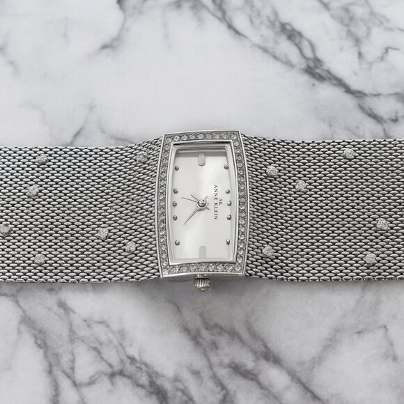 Anne Klein Accessories - Anne Klein Silver Diamond Cuff Watch Bracelet
